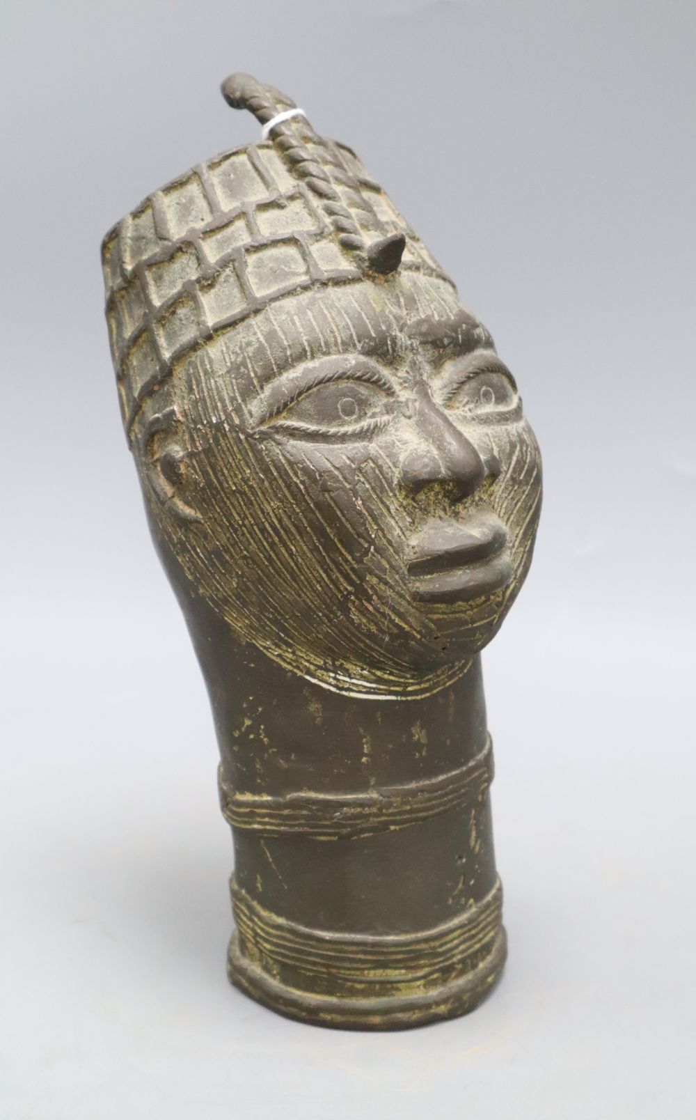 A Benin style bronze bust, height 27cm